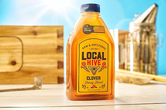 Local Hive Clover Raw &amp Unfiltered – 32 oz | 100% Pure U.S. Honey | Natural Sweetener Sourced from American Bees &amp Beekeepers | Premium Clover Flavor | Ideal for Tea Baking &amp Cooking