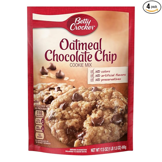 Betty Crocker Oatmeal Chocolate Chip Cookie Mix 17.5 oz (Pack of 4)