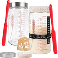 57oz Sourdough Starter Jars Extra Large Glass Jar &amp Complete Baking Kit for Perfect Sourdough Bread Sour Dough Starter Jars Includes Fermentation Cover &amp Aluminum Airtight Lid (Red Set of 2)