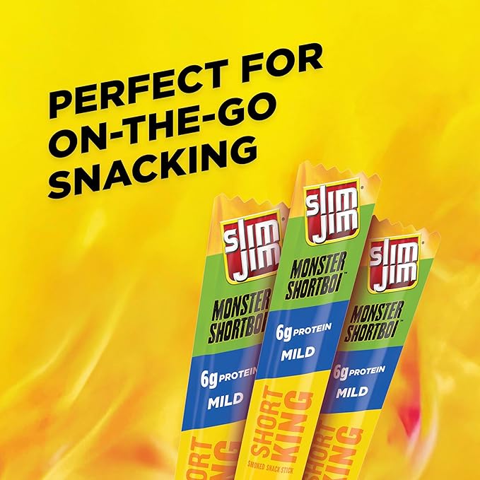Slim Jim Shortboi Smoked Meat Sticks Mild Flavor 6g Protein Per Stick Easter Basket Stuffer for Men 0.97 oz. (36-Count)