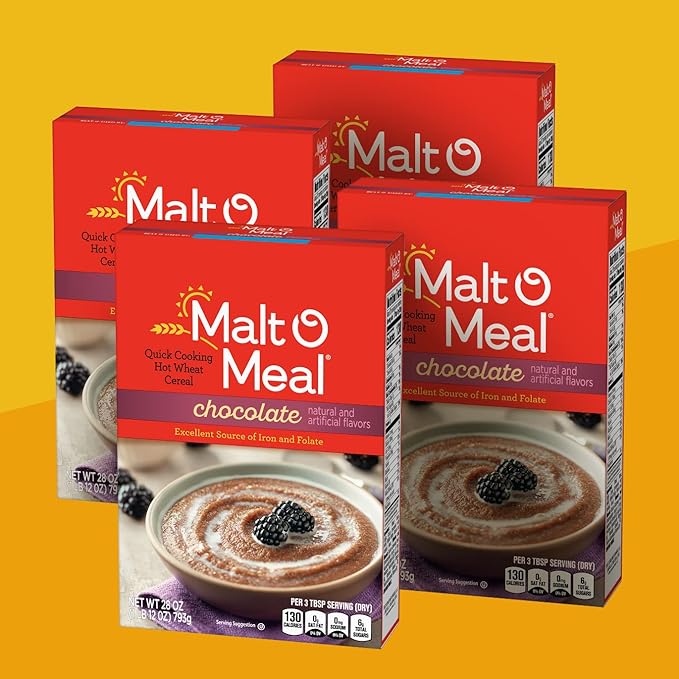 Chocolate Malt-O-Meal® Quick Cooking Hot Breakfast Cereal 28 Ounce Box (Pack of 4)