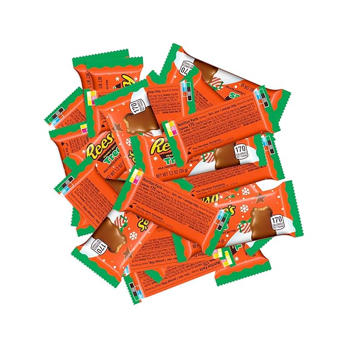 Rece’s Peanut Butter Trees – Holiday Milk Chocolate Peanut Butter Candy Christmas Candy Individually Wrapped – Seasonal Festive Treats for Stockings Parties &amp Gifts – Approx. 40–50 Pieces per 2