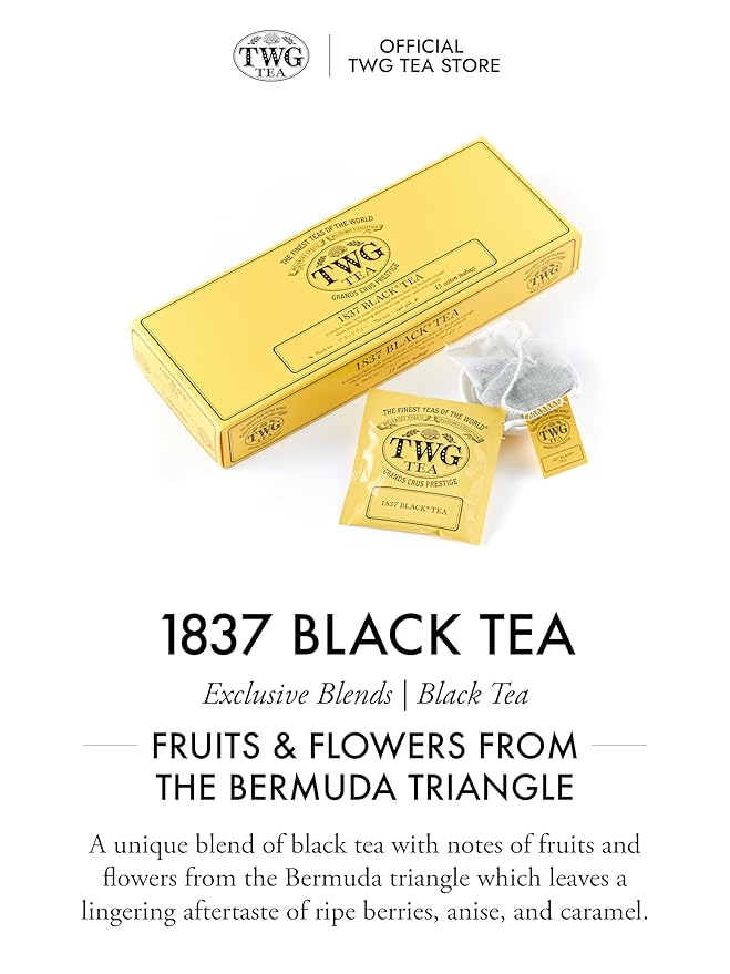 TWG Tea | 1837 Black Tea | Black Tea | Fruits &amp Flowers | 15 Hand Sewn Cotton Tea Bags | Gift Set