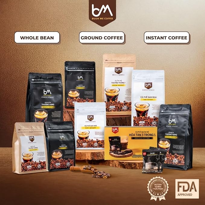 Buon Me Coffee Robusta &amp Arabica Blend Roasted Ground Coffee Medium Roast Smooth &amp Bold Vietnamese Coffee 17.6oz Bag (Pack of 1)