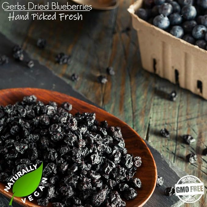 Gerbs Dried Sweetened Blueberries 2 lbs. | Unsulfured No Artificial Additives Resealable Bag | Naturally Sweet &amp Tart | Top 14 Allergen-Free