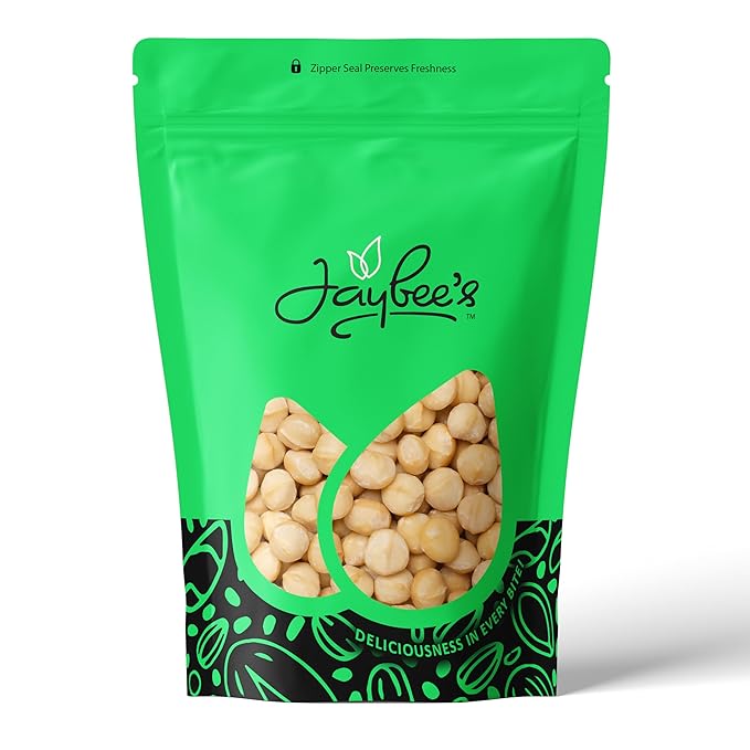 Raw Macadamia Nuts 2 Pounds Jumbo Size – Unsalted Whole Premium | All Natural Healthy Snack Keto Vegan High Protein | Bulk Bag | Ideal for Baking &amp Cooking | Kosher | Jaybee's Nuts (2 Pound)