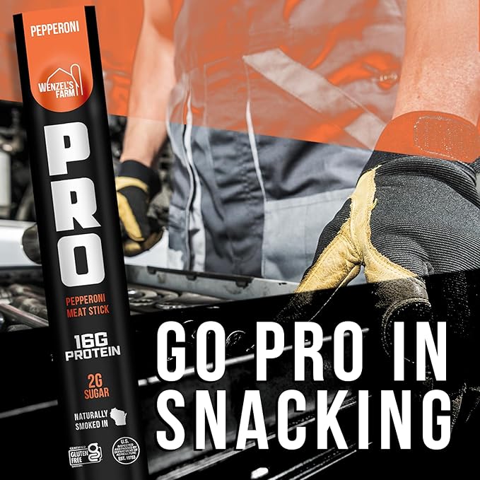 Wenzel's Farm PRO Snack Sticks - Naturally Smoked Handcrafted with Real Quality Meat (Pepperoni) Pack of 10 Sticks (1.9oz Each)
