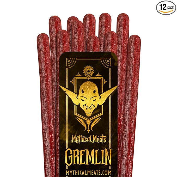 Mythical Meats Humanoid Flavor Gremlin 12-Pack Snack Sticks – Barbeque Chicken and Beef – Dried &amp Dehydrated Meats Seasoned to Perfection – High Protein Snacks