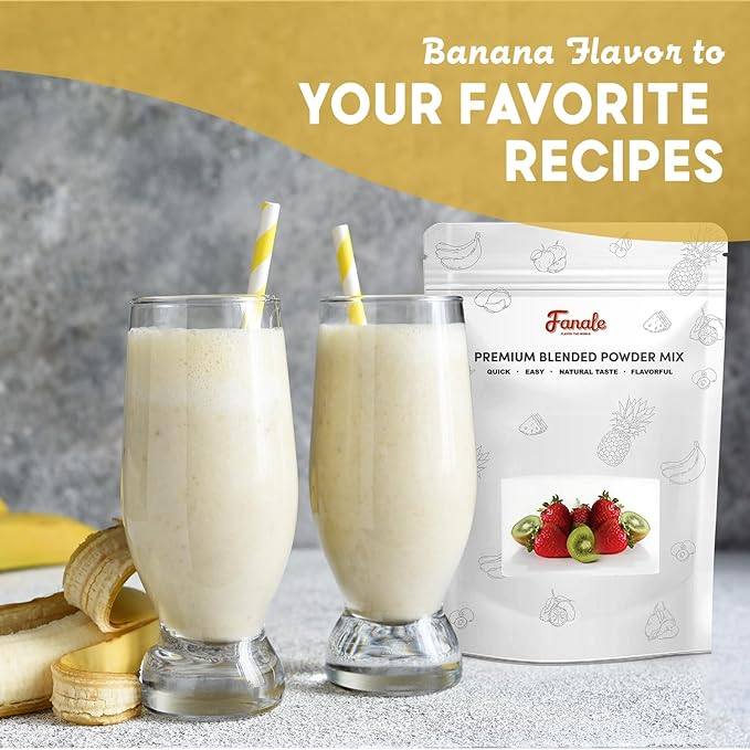 Fanale Premium Banana Bubble Tea Flavoring Powder | Perfect for Baking Smoothies Desserts and Drinks | Instant Flavoring Powder for Boba Milk Tea - 2.2 Pounds (Pack of 20)