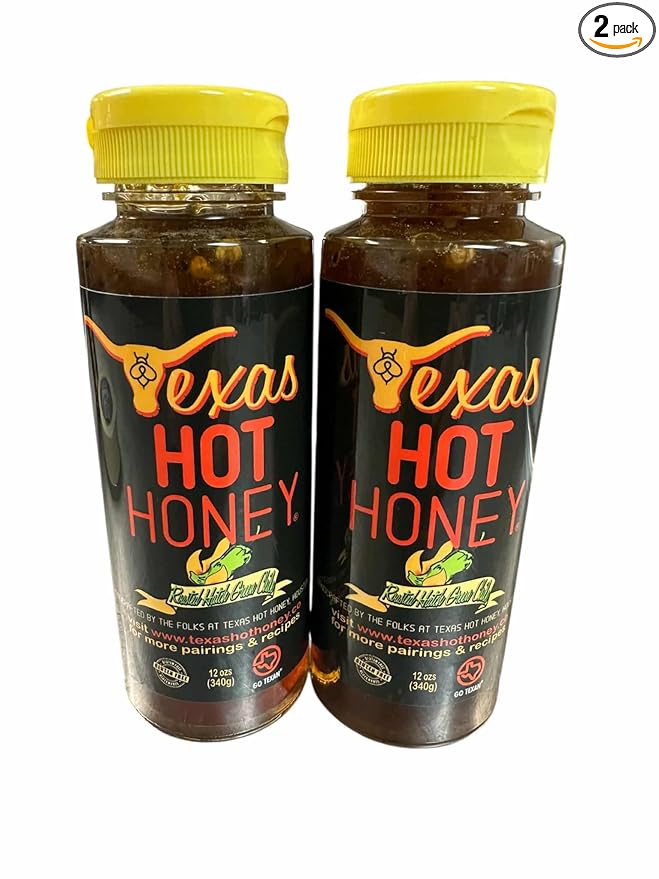 Texas Hot Honey – Roasted Hatch Green Chili | 12 oz Bottles Pack of 2