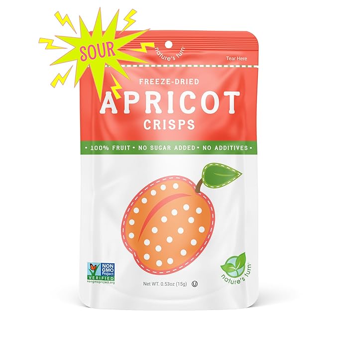 Nature’s Turn Freeze-Dried Fruit Crisps – Healthy Gluten-Free Crispy &amp Delicious Plant-Based Snack Ideal for Cereal Smoothies School Lunches &amp On-the-Go Sour Apricot Bags of 12 (0.53