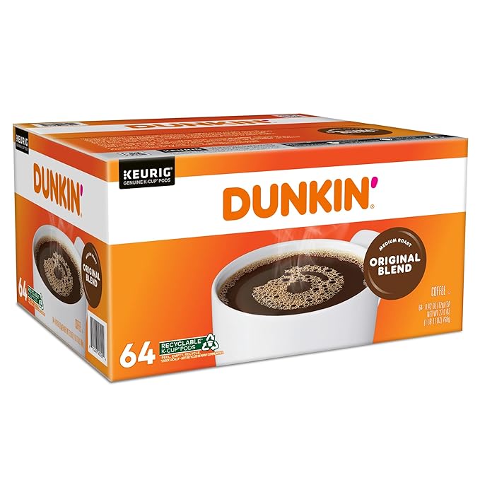 Dunkin' Donuts Single-Serve Coffee K-Cup® Pods Original Blend Medium Roast Carton Of 64 Pods