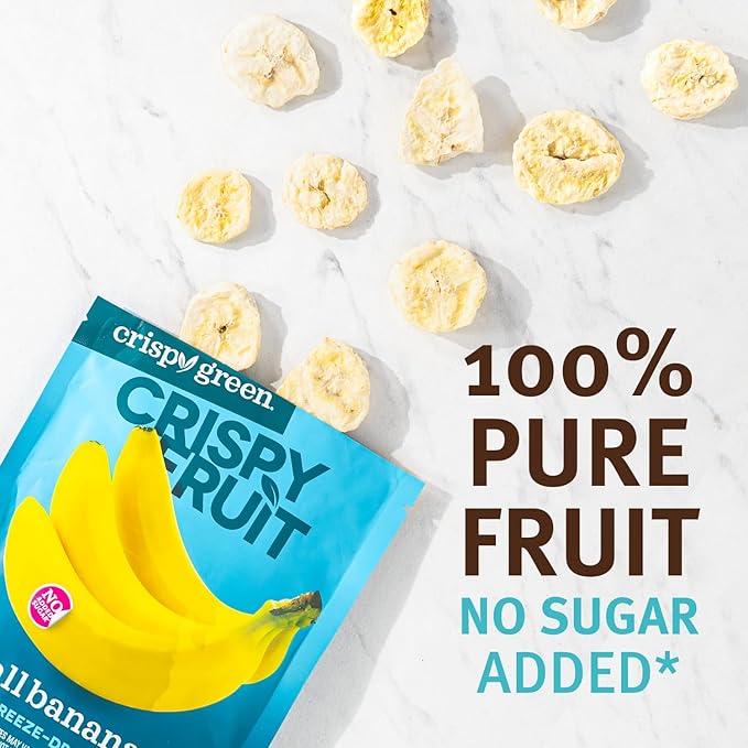Crispy Green Freeze-Dried Banana Fruit Snacks 0.85 Oz (Pack of 12) 100% Pure Fruit All-Natural No Added Sugar Single-Serve Bags for Healthy Snacks &amp School Lunches