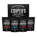 Gourmet Coffee Sampler Gift Box Set Roasted Coffee Beans Sumatra Dark Kenya AA Medium-Dark Rwanda Medium Natural Ethiopian Light Whole Bean 4 Bags 16 oz Total