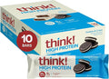 think! Protein Bars High Protein Snacks Gluten Free Kosher Friendly Cookies and Crème Nutrition Bars 2.1 Oz per Bar 10 Count (Packaging May Vary)