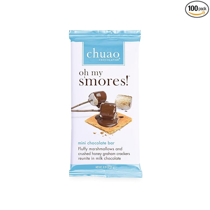 Chuao Chocolatier Oh My S'mores Milk Chocolate Mini Bars | For Gift Baskets Birthday Thank You Care Package 100 Pack 0.39 oz Each