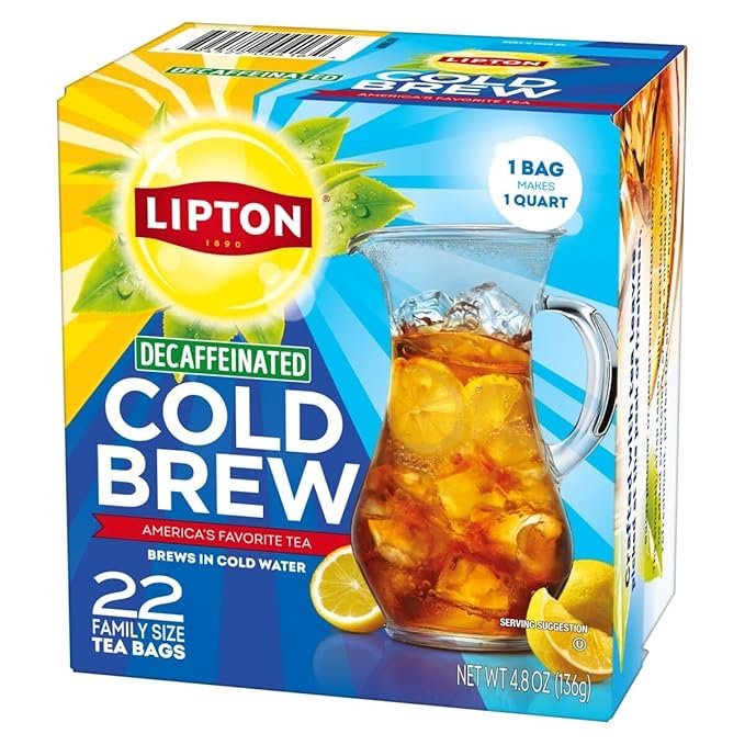 Lipton Cold Brew Family Size Tea Bags Original &amp Decaf 22 CT (2ea) (Variety Pack)