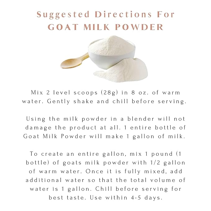 Mt. Capra Whole Goat Milk | from Non-GMO Grass-Fed Goats Creamy Great Tasting Easy to Digest A2 Milk | 16 Servings - 1 Pound