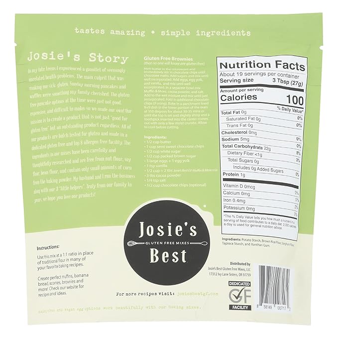 Josie's Best Gluten Free All Purpose blend The Muffin &amp More Mix No Sugar Added (free from Soy Nuts &amp Dairy too!) BULK 3Pack gluten free flour for baking.