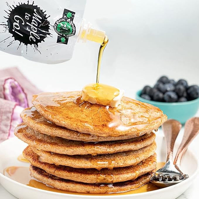 Maple to Go! - Pure Organic Vermont Maple Syrup Packets - Small Maple Syrup Bottles with Resealable Twist Cap| Ideal for Hiking Camping Traveling and Kitchen Use - Pack of 4