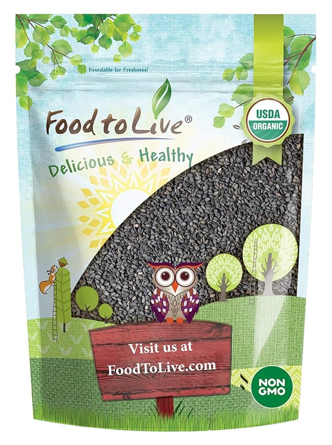 Food to Live Organic Black Sesame Seeds 4 Pounds Non-GMO Raw Unhulled Kala Til Seeds Unroasted Kosher Vegan Bulk. Good Source of Calcium Iron and Dietary Fiber. For Sesame and Tahini Paste.