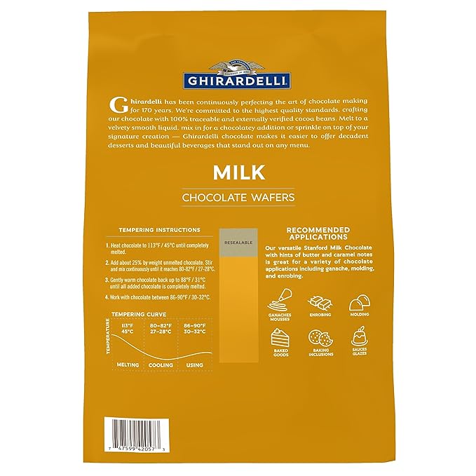 Ghirardelli Chocolate Company Milk Chocolate Wafers 5lb. Bag (Pack of 1)