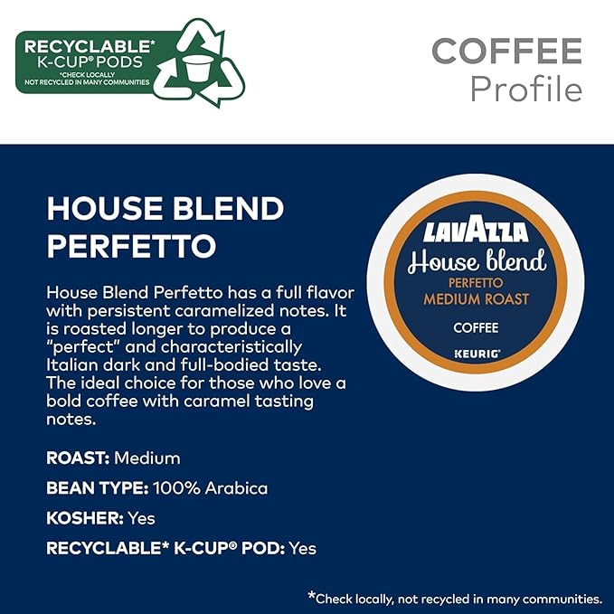 Lavazza K-Cup Coffee Pods Variety Bundle for Keurig Brewers – Light &amp Medium Roast Single-Serve K-Cup Coffee Pods 40 Count Assorted Flavors (10 Dolcevita Classico 10 House Blend Perfetto 10 Co