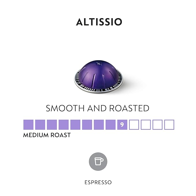 Nespresso Capsules Vertuo Altissio Medium Roast Espresso Coffee 50 Count Espresso Pods Brews 1.35oz.