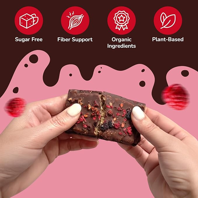 Rawmantic Dark Chocolate Berry Truffle (12 Mini Bars x 25g) – Blend of Dark Raw Chocolate Mixed Berries Pea Protein &amp More No Artificial Flavors Plant-Based Non-GMO &amp Kosher Guilt-Free S