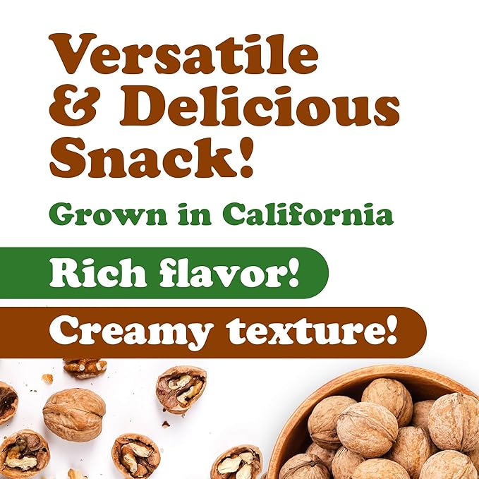 Food to Live Jumbo Walnuts in Shell 5 Pounds — California Chandler Variety. Rich in Omega-3s and Antioxidants. Keto-Friendly Fresh Raw Kosher