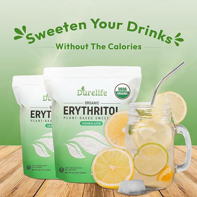 Durelife USDA organic erythritol sweetener non gmo verified Keto certified No After Taste Kosher Zero Calorie Plant-Based Sugar Alternative 5 LB