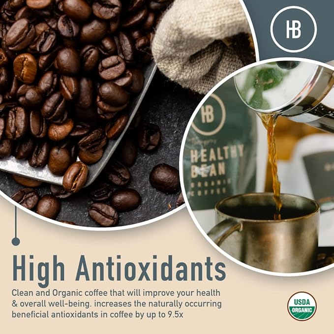 Healthy Bean Coffee Thrive Morning Blend - Whole Bean Low Acid Coffee for Sensitive Stomach Smooth and Rich Flavor - USDA Organic Medium Roast Coffee Beans 11oz