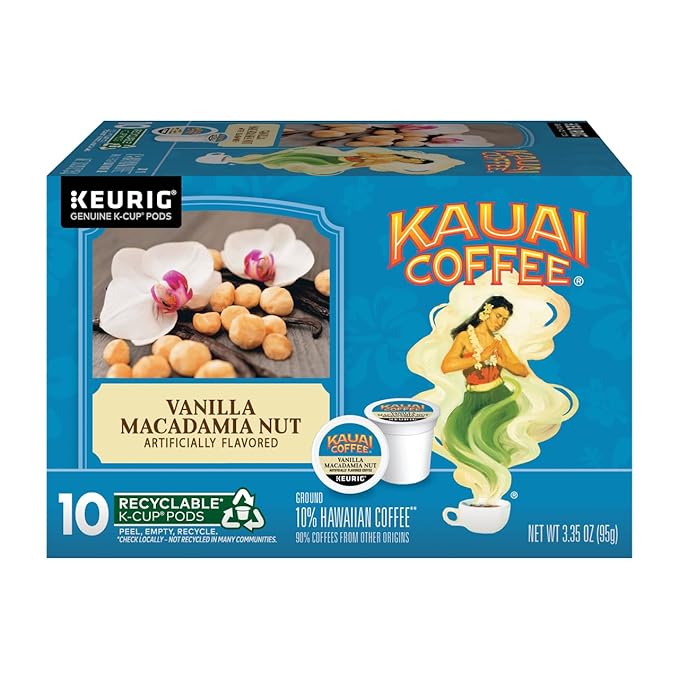 Kauai Coffee K-Cup Pods Mocha Macadamia Nut &amp Vanilla Macadamia Nut 10 CT (2ea) (Variety Pack)