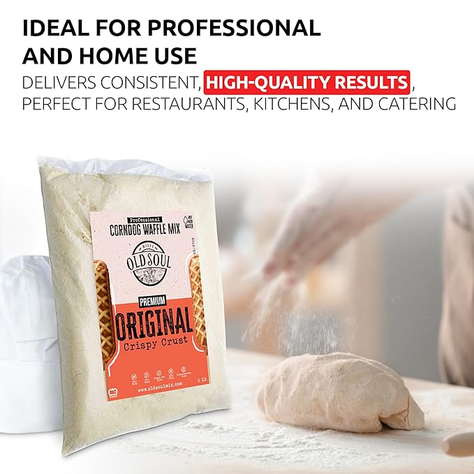 OldSoul Professional Corndog Waffle Mix | Original Flavour | 5 Lbs | 140 Waffles (5 Lbs Traditional)