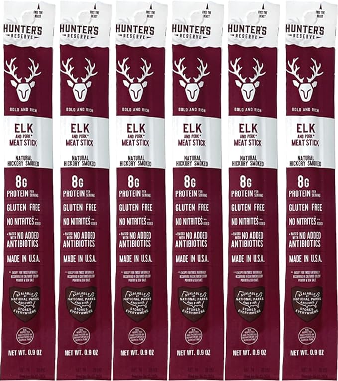 Hunter's Reserve - Exotic Meat Trail Sticks - Adventure You Can Taste - Wild Game Jerky Sticks (ELK 6 CT)