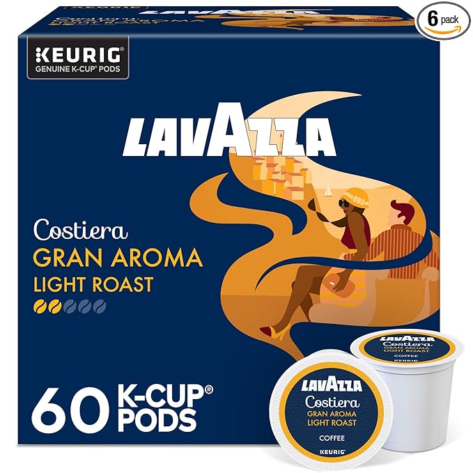 Lavazza Costiera Gran Aroma Single-Serve Keurig K-Cup Pods Light Roast Coffee 60-Count Box (6 Packs of 10)