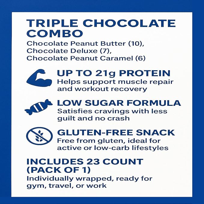 Pure_Proteins Bars (23 Count.) Chocolate Variety Pack – Up to 21g Protein Low Sugar Gluten Free Snack – Chocolate Peanut Butter Deluxe &amp Peanut Caramel
