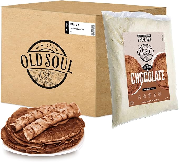 OldSoul Professional Crepe Mix | GLUTEN FREE | Chocolate Flavour | 30 Lbs | 216 Crepes (30 Lbs Gluten Free)