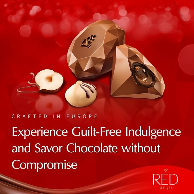 Red Delight Milk Chocolate Diamond Truffles with Smooth Nut Filling - Pack of 10 (With 40 Chocolate Truffles) 15.50oz Creamy Treats - Kosher No Added Sugar Gluten-Free European-Style Chocolates