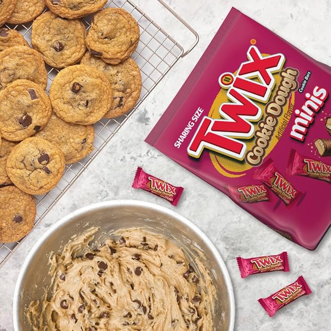 TWIX Minis Cookie Dough Milk Chocolate Bars Sharing Size Chocolate Candy Bars 7.7 oz Bags (Pack of 8)