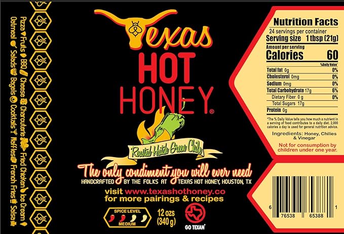Texas Hot Honey – Roasted Hatch Green Chili | 12 oz Bottles Pack of 2