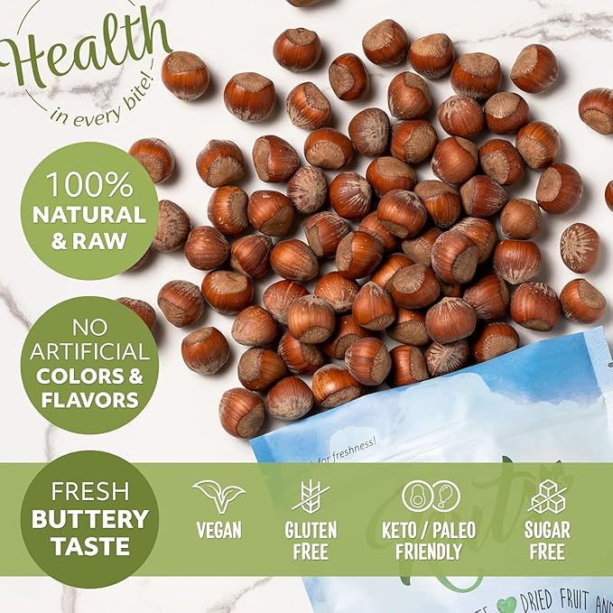 NUTS U.S. - Oregon Hazelnuts In shell | Whole Raw and Unsalted | No Added Flavor and NON-GMO | Fresh Buttery Taste and Easy to Crack | Natural Unshelled Hazelnuts Packed in a box (12 LB)