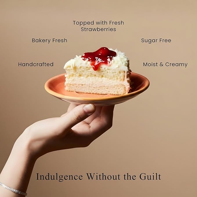 ANDY ANAND CHOCOLATIER Sugar Free White Chocolate Cake Topped With Strawberry Enjoy The Amazing Taste of a Classic Cake Diabetic Friendly Amazingly Delicious Guilt-Free Dessert For Celebrations (2