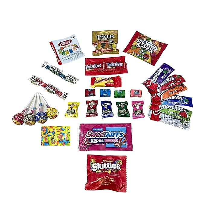 ASSORTED VARIETY BULK CANDY MIX 5.5 LB of Assorted Individually Wrapped Candy Mix Skittles Starburst Haribo Jolly Ranchers and More for Pinata Filler Kids Parties and Office Candy