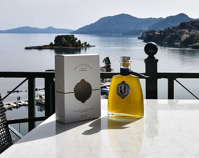 The Governor Premium Extra Virgin Olive Oil - Unfiltered Cold-Pressed Single Origin Lianolia - Peppery Robust Floral Fruity Notes - Rich in Natural Polyphenols Oleocanthal Antioxidants 500ml