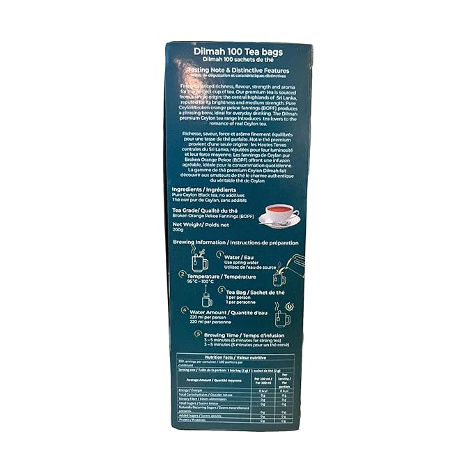 Dilmah Premium Ceylon Black Tea - 100 Tea Bags x 2 Pack (Total 200 Bags) - Bold and Refreshing