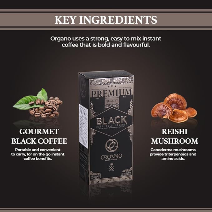 ORGANO 3 Boxes Gourmet Black Coffee 100% Certified Ganoderma Lucidum (90 Sachets)