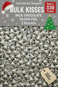 Harshey Christmas Kisses Chocolate Candy Mix Holiday Christmas Candy Bulk Individually Wrapped Holiday Chocolate Treats For Parties Stocking stuffers (Silver Foil - 330 Count)