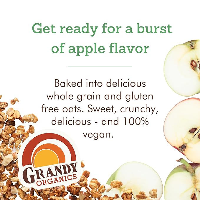 Grandy Organics Apple Crisp Granola 10 Pound Bulk Bag Certified Organic Gluten Free Non-GMO Kosher Plant Based Protein Granola