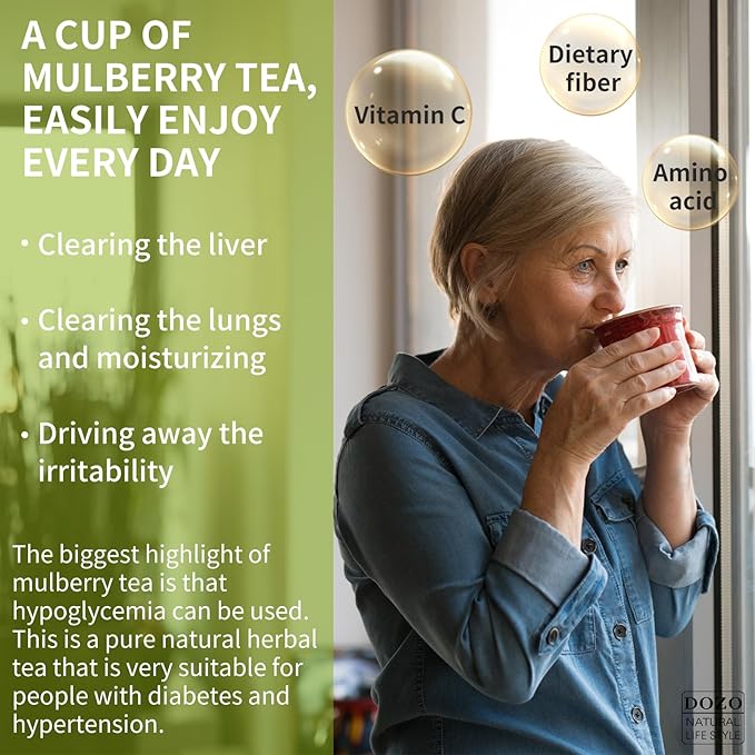 DOZO Natural Mulberry Leaf Tea Mulberry Leaves Tea 14.1oz/400g Sun-Dried Premium Mulberries Loose Leaves Sang Ye Healthy Herbal Tea Sugar Free Caffeine Free No Additives 桑叶茶 桑葉茶